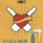 A can and pint of Oberon with the text "Let's Get It Ober-On"