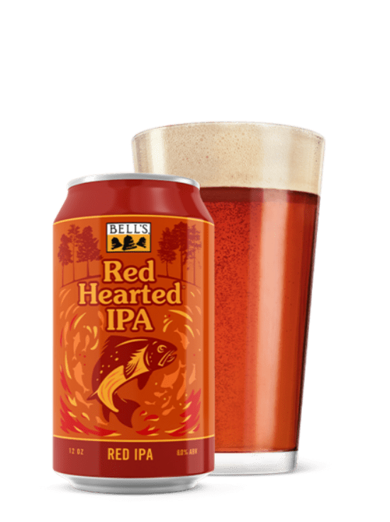 Can of Red Hearted IPA and a glass of beer